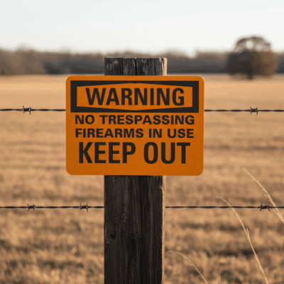 Warning No Trespassing Firearms In Use Keep Out