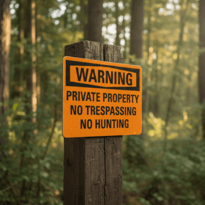 Warning Private Property No Trespassing No Hunting