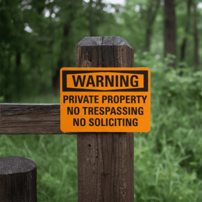Warning Private Property No Trespassing No