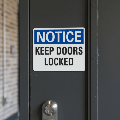 Notice Keep Doors Locked