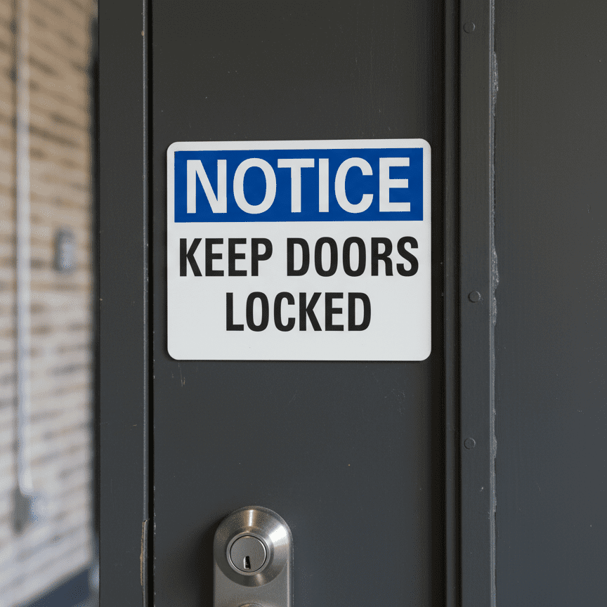 Notice Keep Doors Locked