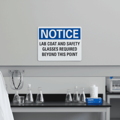 Notice Lab Coat And Safety Glasses Required