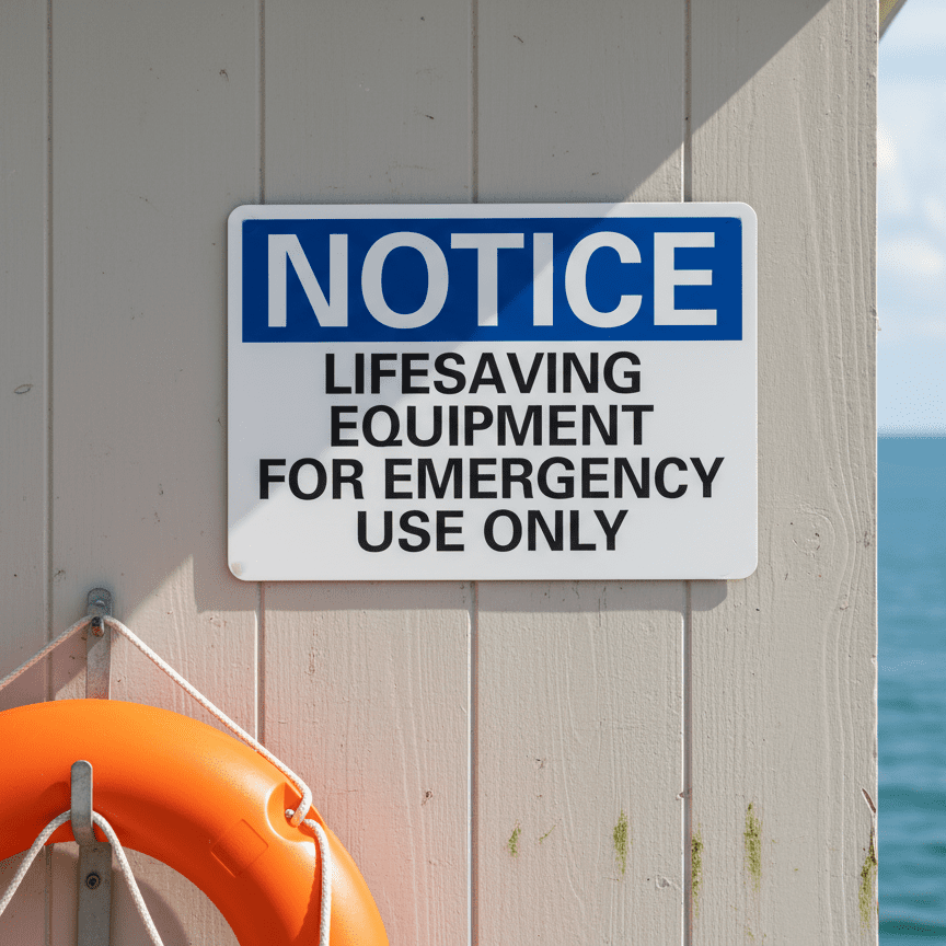Notice Lifesaving Equipment For Emergency Use Only