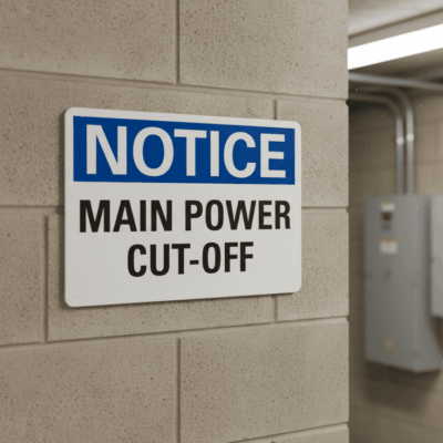 Notice Main Power Cut-Off