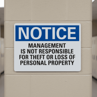 Notice Management Is Not Responsible For Theft