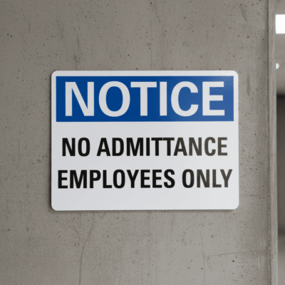 Notice No Admittance Employees Only