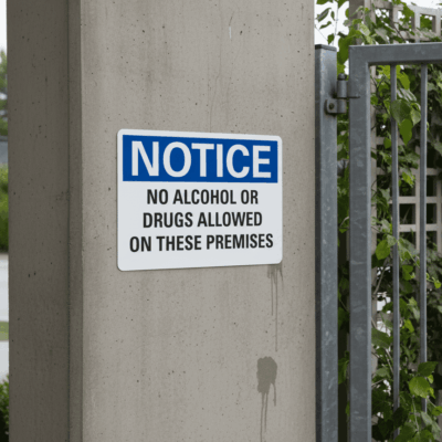 Notice No Alcohol Or Drugs Allowed On These