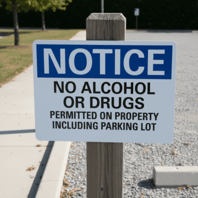 Notice No Alcohol Or Drugs Permitted On Property
