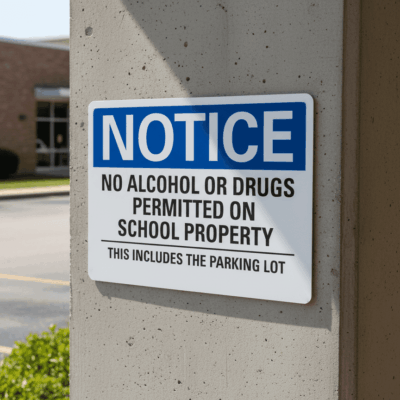 Notice No Alcohol Or Drugs Permitted On School
