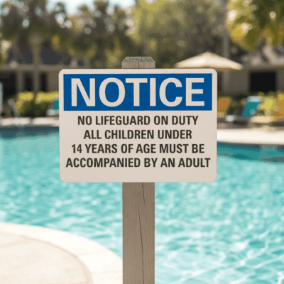 Notice No Lifeguard On Duty All Children Under