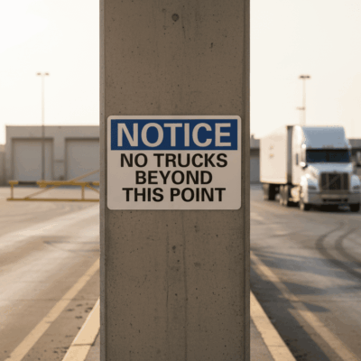 Notice No Trucks Beyond This Point