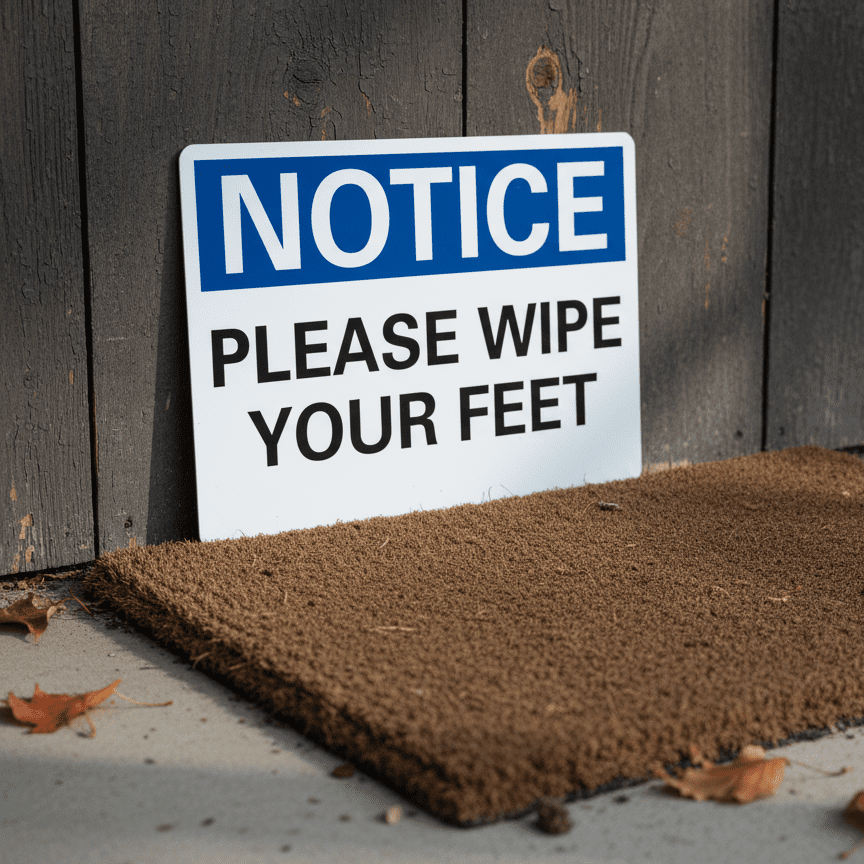 Notice Please Wipe Your Feet Notice Sign