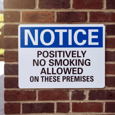 Notice Positively No Smoking Allowed On These