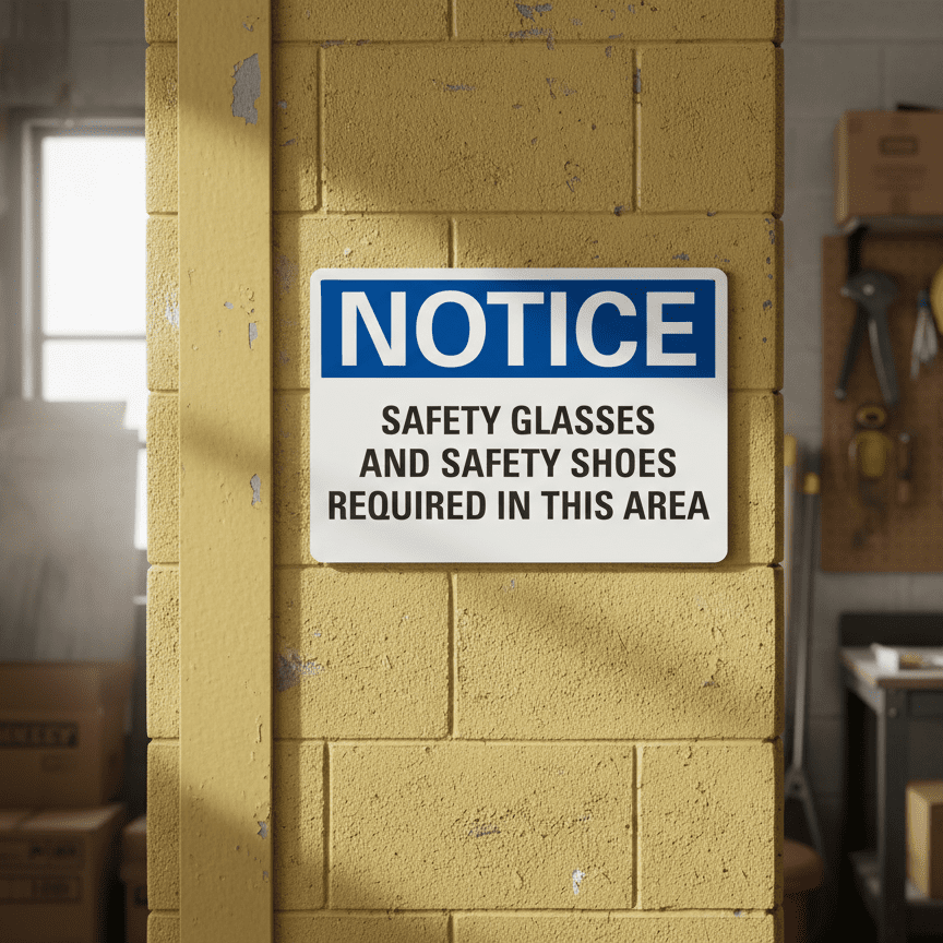 Notice Safety Glasses And Safety Shoes Required - Image 2