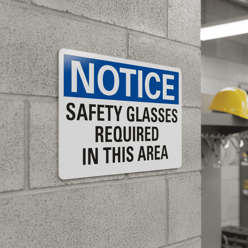 Safety Glasses Required PPE Notice Sign