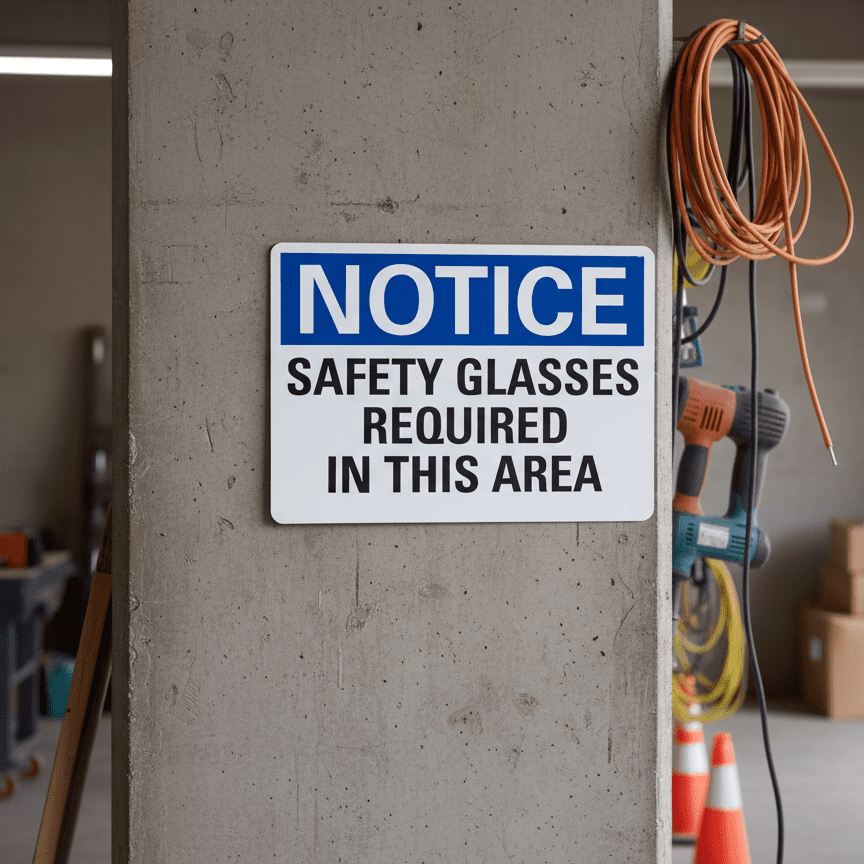 Safety Glasses Required PPE Notice Sign - Image 2