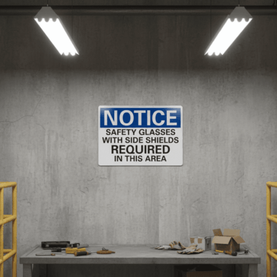 Notice Safety Glasses With Side Shields Required