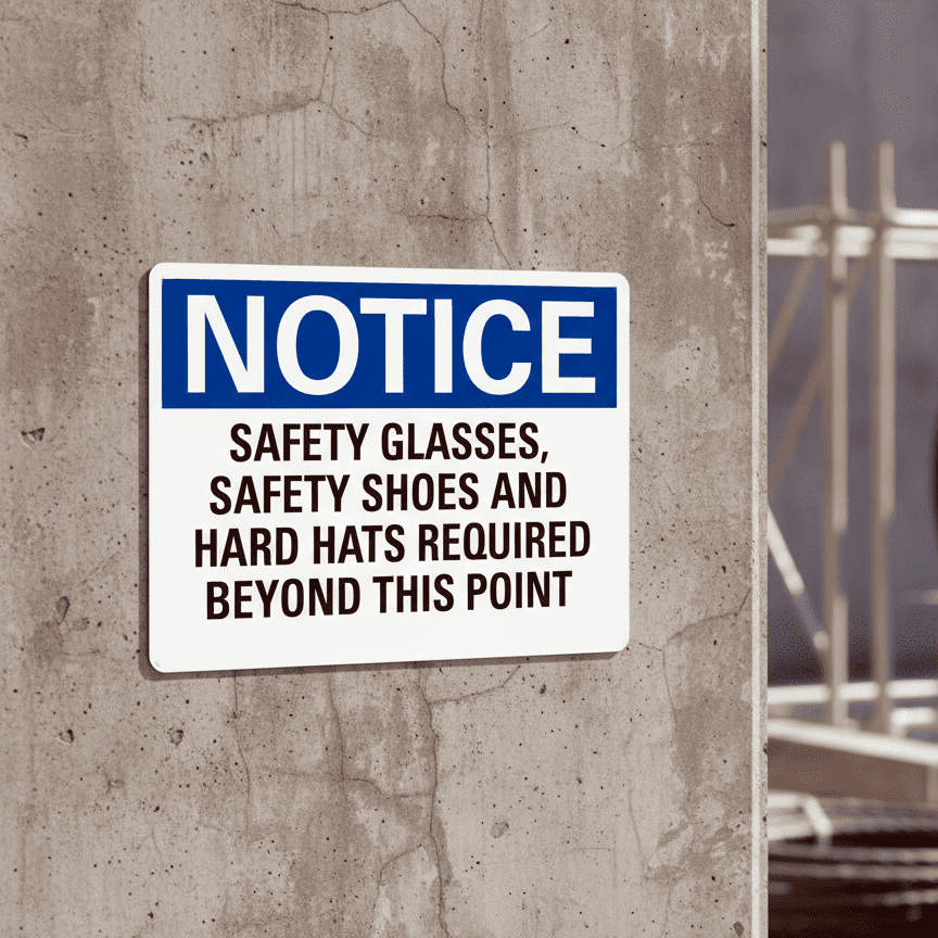 Notice Safety Glasses, Safety Shoes And Hard - Image 2