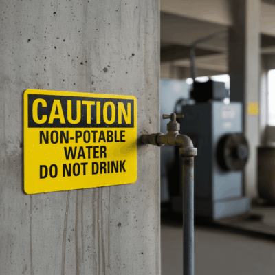 Caution Non-Potable Water Do Not Drink Sign