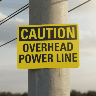 Caution Overhead Power Line Safety Sign