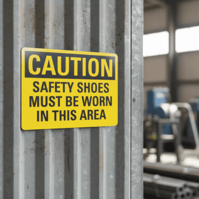 Caution Safety Shoes Must Be Worn In This Area
