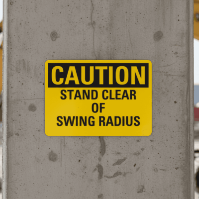 Stand Clear Swing Radius Aluminum Caution Sign