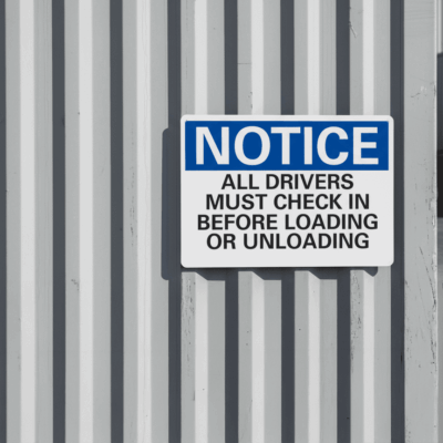 Driver Check-In Notice Sign