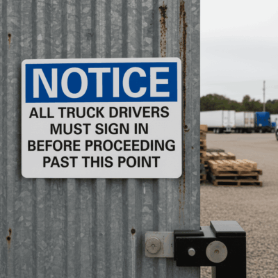 Truck Driver Sign-In Notice Sign