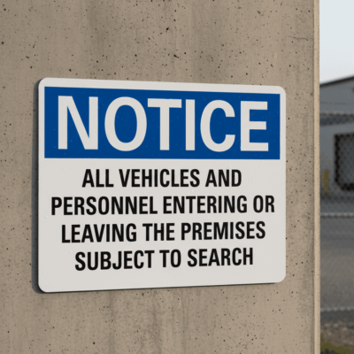 Notice All Vehicles And Personnel Entering Or Sign