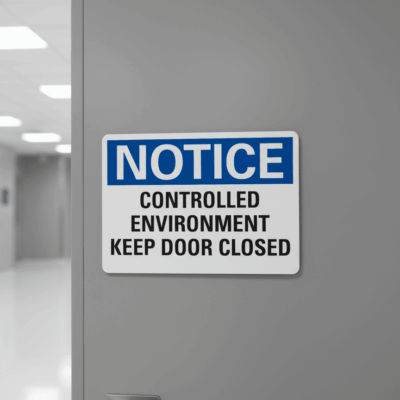 Notice Controlled Environment Keep Door Closed