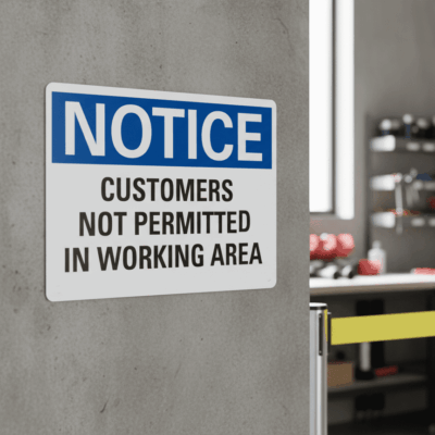 Notice Customers Not Permitted In Working Area