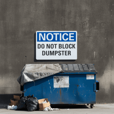 Notice Do Not Block Dumpster