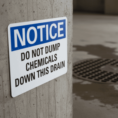 Notice Do Not Dump Chemicals Down This Drain