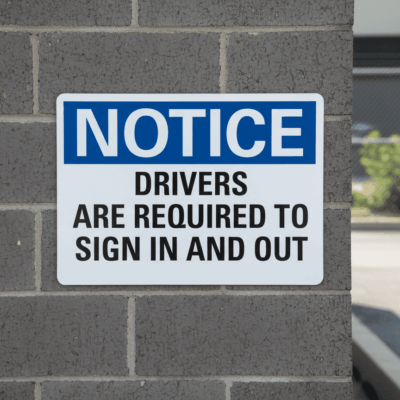 Notice Drivers Are Required To Sign In And Out