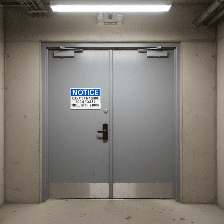 Notice Elevator Machine Room Access Through