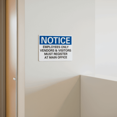 Notice Employees Only Vendors & Visitors Must