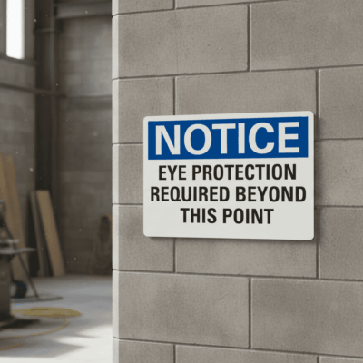 Notice Eye Protection Required Beyond This Point