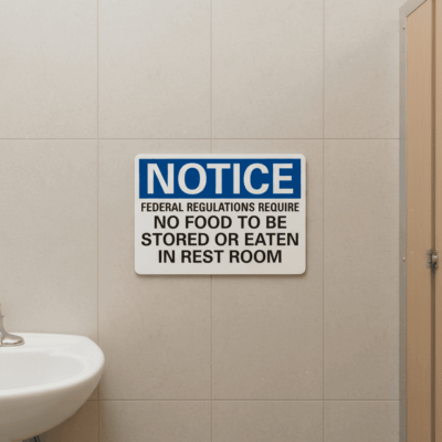 Notice Federal Regulations Require No Food To
