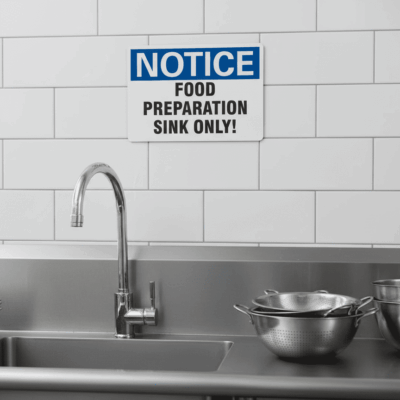 Food Preparation Sink Only Notice Sign