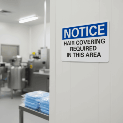 Notice Hair Covering Required In This Area