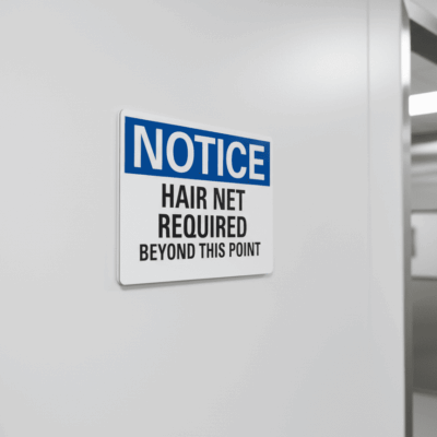 Hair Net Required Beyond This Point Notice Sign