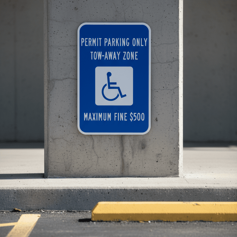 Permit Parking Only Tow-Away Zone (HC Sym) Maximum Fine $500 - Image 2