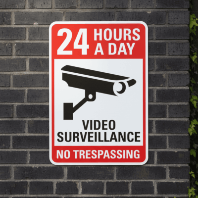 24 Hours A Day Video Surveillance No Trespassing (W/Sym)