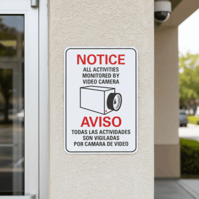 Notice All Activities Monitored By Video Camera (W/Sym)