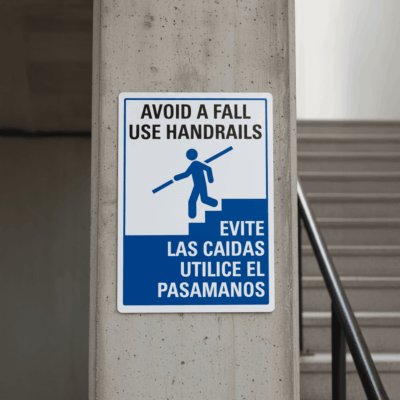 Avoid A Fall Use Handrails (W/Sym) (Bilingual)