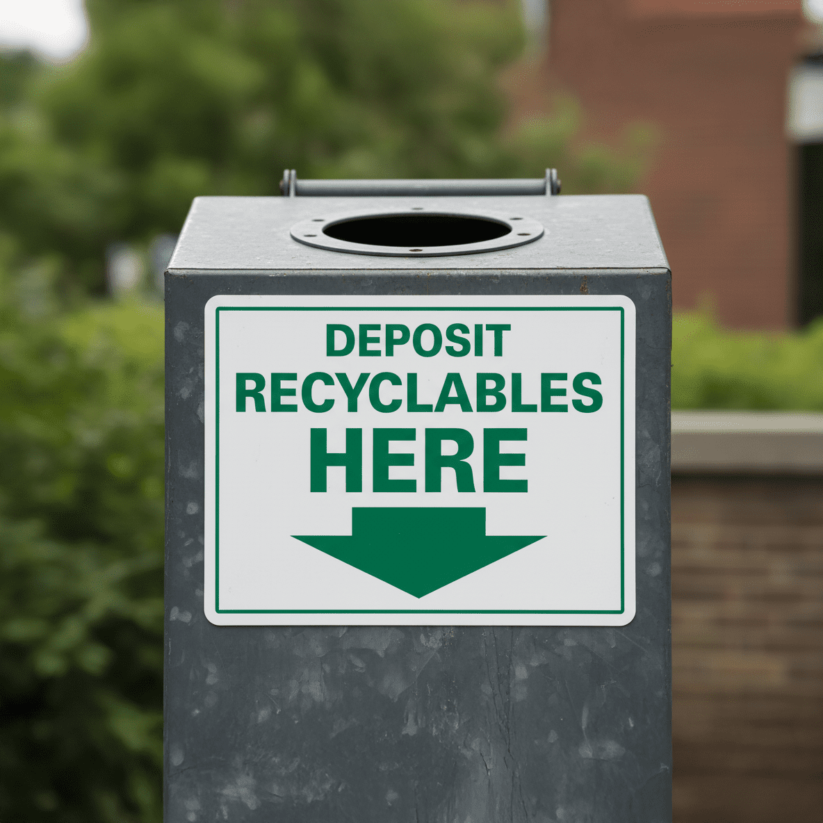 Deposit Recyclables Here (Down Arrow)
