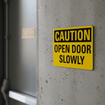 Caution Open Door Slowly