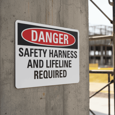 Danger Safety Harness And Lifeline Required