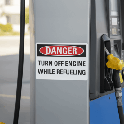Danger Turn Off Engine While Refueling