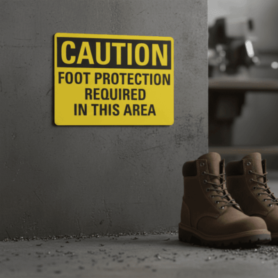 Caution Foot Protection Required In This Area